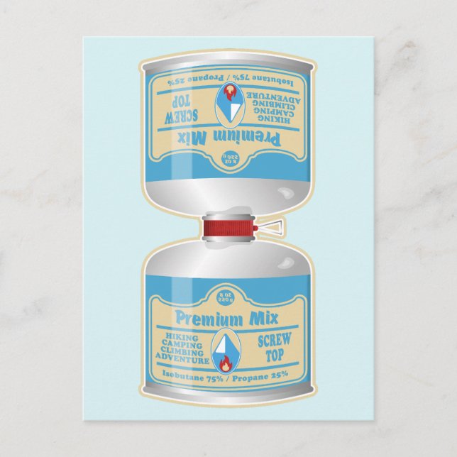 Refilling gas canisters for camp stoves postcard (Front)