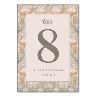 Refined Beige Floral Table Number