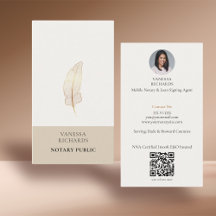 Refined Beige Gold Feather Notary Photo QR