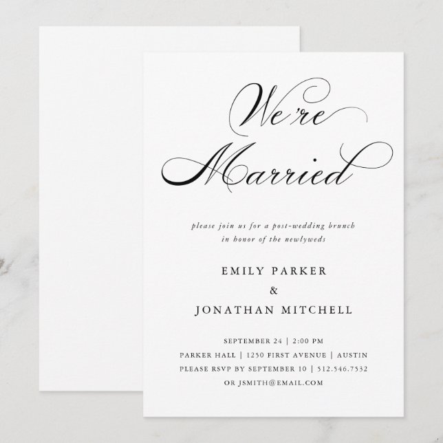 Refined | Black and White Post-Wedding Brunch Invitation (Front/Back)