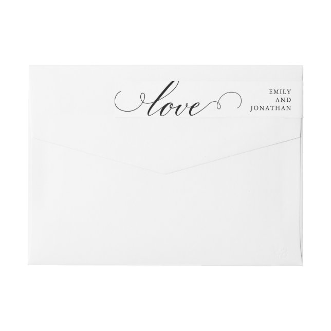 Refined | Black and White Wedding Calligraphy Wrap Around Label (Back)