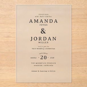 Refined Black Calligraphy Acrylic Invitations
