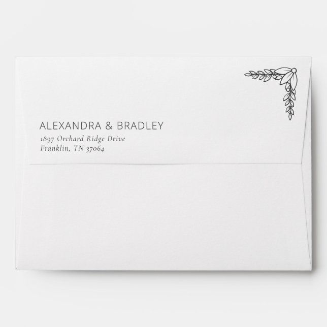 Refined Black Calligraphy With Floral Envelope (Back (Top Flap))