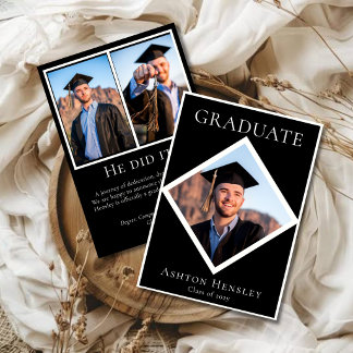 Refined Black & White Graduation Photo Announcement
