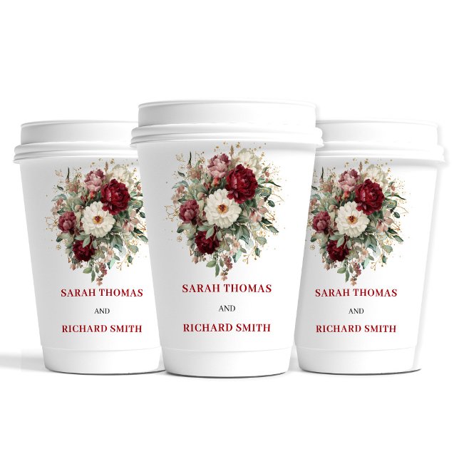 Refined Blush Burgundy Gold Wedding Cups (Refined Blush Burgundy Gold Wedding Cups)