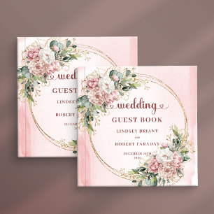 Refined Blush Pink Floral Greenery Wedding Guest Book