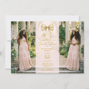 Refined Blush Pink Twins Sweet 16 Coquette TMF26 Invitation