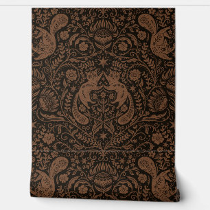 Refined Bohemian Cats - Bleached Black Wallpaper