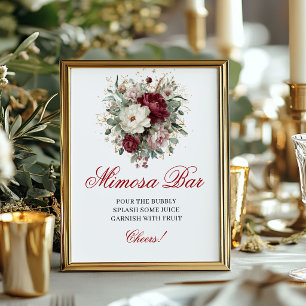 Refined Boho Mimosa Bar Blush Burgundy Sign