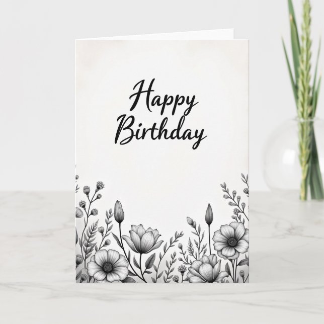 Refined Botanical Birthday Card (Front)