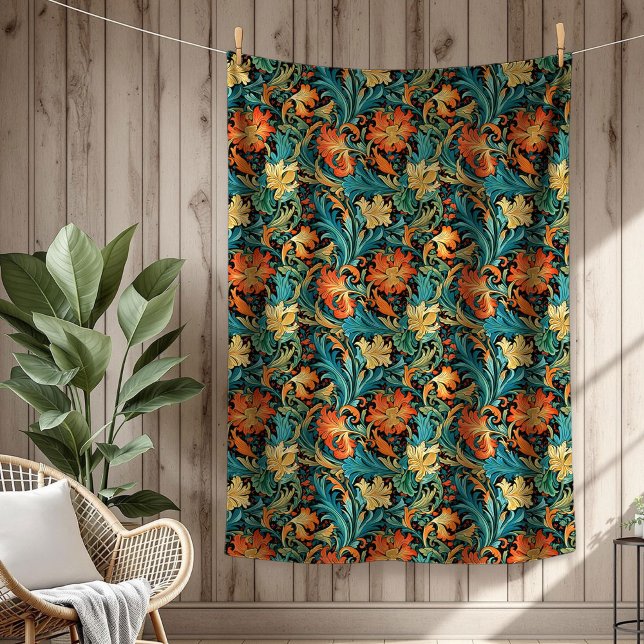 Refined Botanical Morris Iconic Floral Patterns Fleece Blanket (Refined Botanical Morris Iconic Floral Patterns Fleece Blanket)