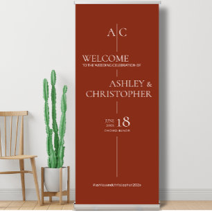 Refined Burnt Sienna Typography Wedding Welcome Retractable Banner