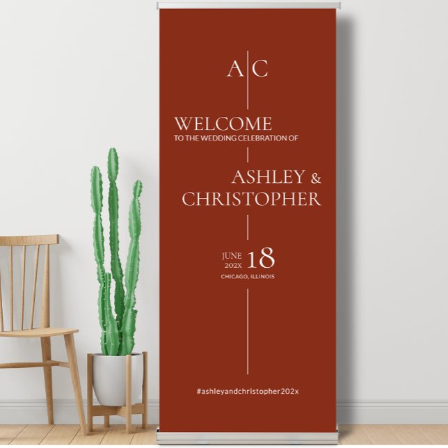 Refined Burnt Sienna Typography Wedding Welcome Retractable Banner (Creator Uploaded)