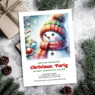 Refined cartoon snowman invite festive tones print