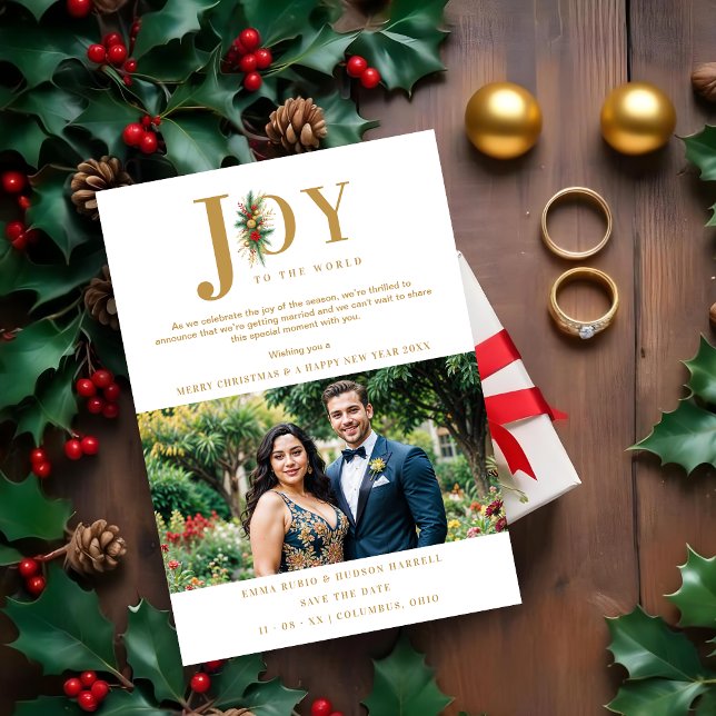 Refined & Chic Poinsettias Garland Wedding Photo Save The Date (Refined & Chic Poinsettias Garland Wedding Photo Save The Date,)