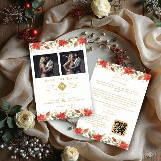 Refined Classic Christmas Garland Wedding Save The Date