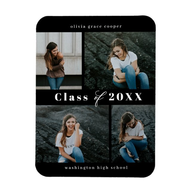 Refined Collage EDITABLE COLOR Graduation Magnet (Vertical)