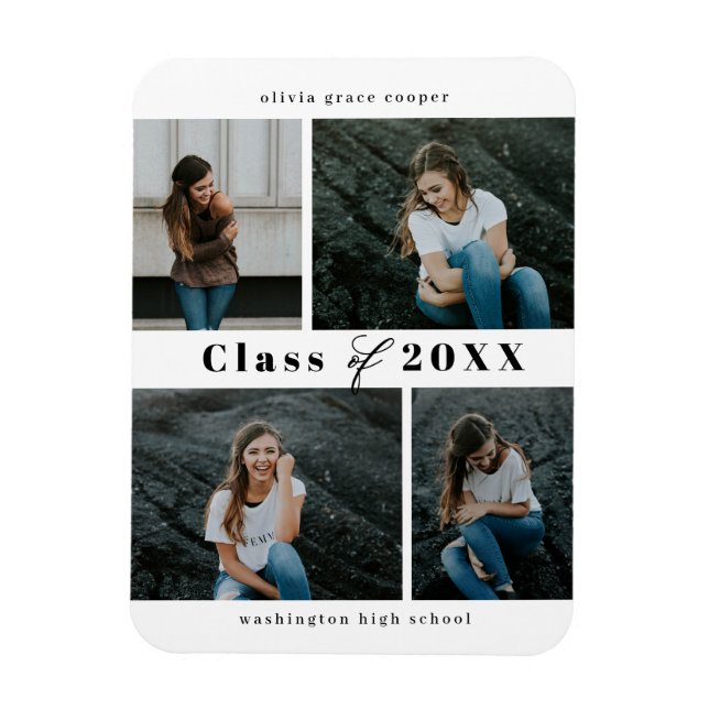 Refined Collage EDITABLE COLOR Graduation Magnet (Vertical)