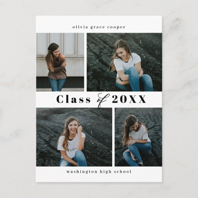 Refined Collage EDITABLE COLOR Graduation Postcard (Front)