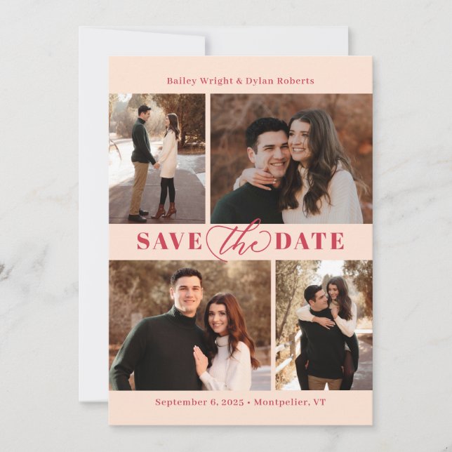 Refined Collage Editable Colour Save The Date Card (Front)