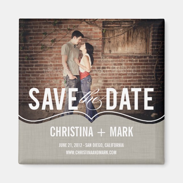 Refined Elegance Save The Date Magnet - Khaki (Front)