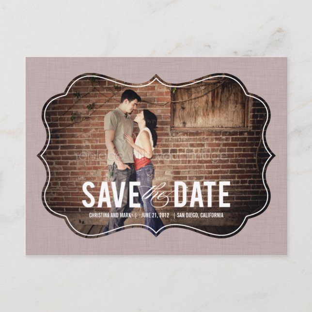 Refined Elegance Save The Date Postcard - Pink (Front)