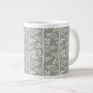 Refined Eucalyptus Green Floral Art Large Coffee Mug