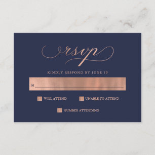 Refined Faux Rose Gold Wedding Calligraphy RSVP