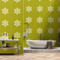 Refined Festive White Snowflake On Elegant Olive