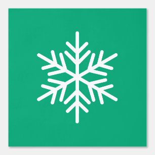 Refined Festive White Snowflake On Green Blue Wallpaper
