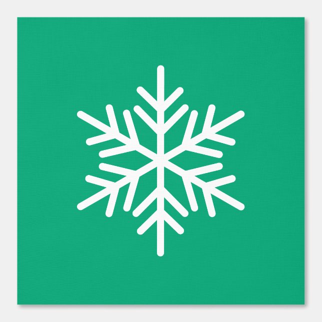 Refined Festive White Snowflake On Green Blue Wallpaper (Front)