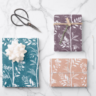 Refined Floral Garden Botanical Wrapping Paper Sheet