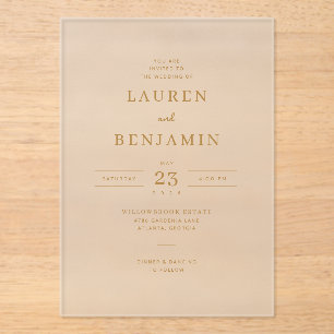 Refined Gold Calligraphy Acrylic Invitations