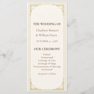 Refined Gold Frame Wedding Program Programme
