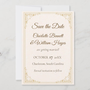 Refined Gold Frame Wedding Save the Date