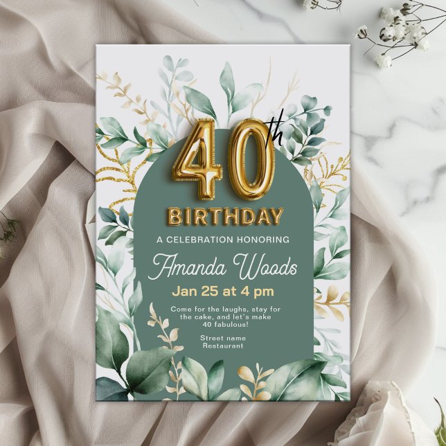 Refined Gold Leaf 40th Birthday Invitation (Creator Uploaded)