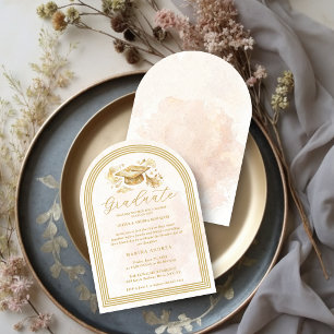 Refined Graduate Cap in Beige Tones Graduation Invitation