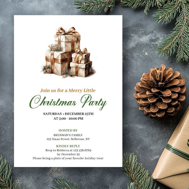 Refined Green And Gold Christmas Gifts Invitation (Refined Green And Gold Christmas Gifts Invitation)