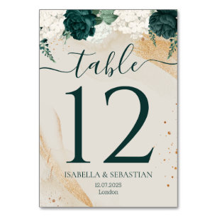 Refined Green Dusty Rose Wedding Florals Table Number