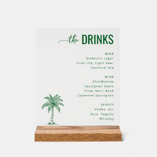 Refined Green Minimalist Beverage Menu Acrylic Sign