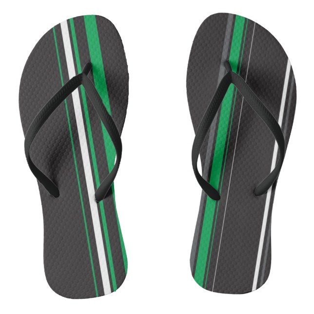 Refined Green Modern Classy Lines Flip Flops (Footbed)