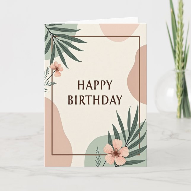 Refined Leafy Birthday Card (Front)