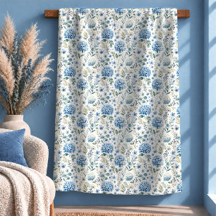 Refined Light Blue Watercolor Floral Blanket