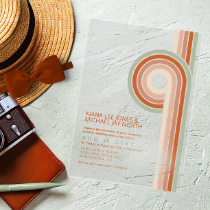 Refined Lines Geometric Wedding Terra Cotta ID983 Acrylic Invitations