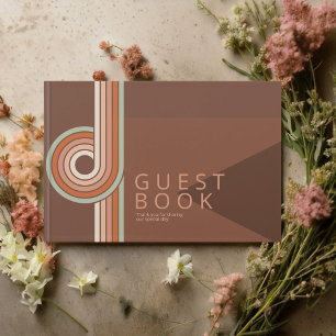 Refined Lines Geometric Wedding Terra Cotta ID983 Guest Book