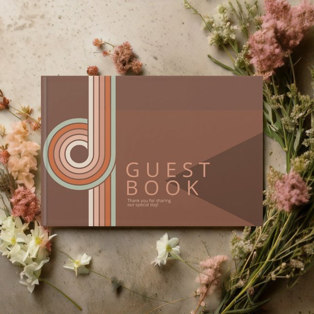 Refined Lines Geometric Wedding Terra Cotta ID983 Guest Book (Creator Uploaded)