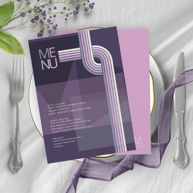 Refined Lines Geometric Wedding Violet ID983 Menu (Creator Uploaded)