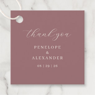 Refined Maroon Calligraphy Favour Tags