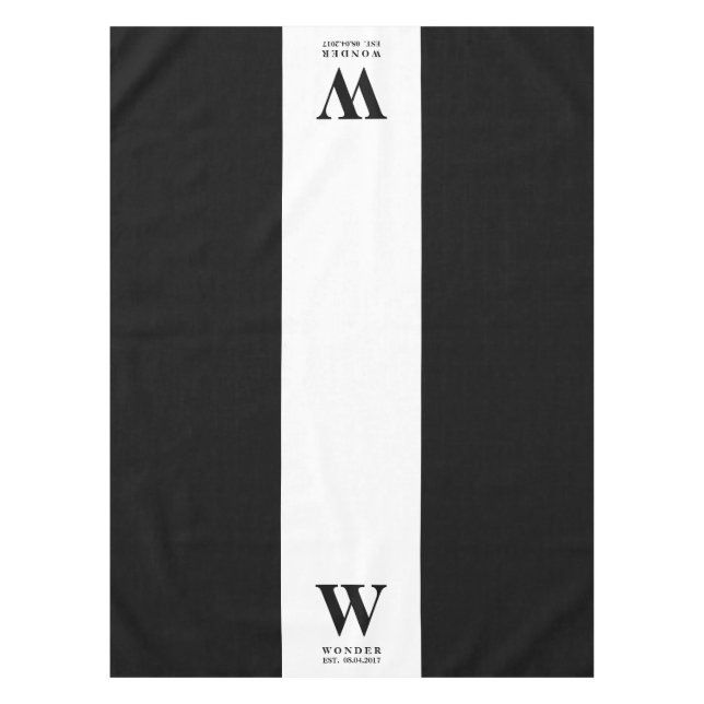 Refined Minimalist Monogram | Black Newly Wed Wedd Tablecloth (Front)