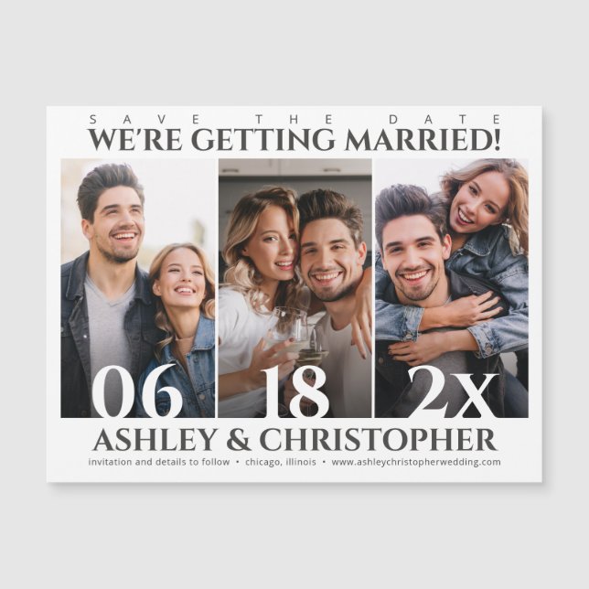 Refined Minimalist Photo Save the Date Magnet (Front)